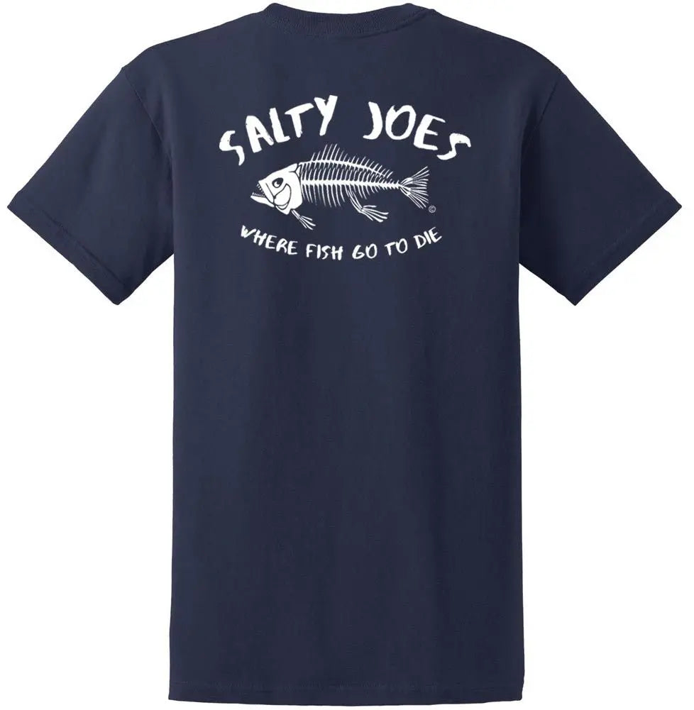 Salty Joe's Where Fish Go to Die Fishing T Shirt X-Large Tall / Navy