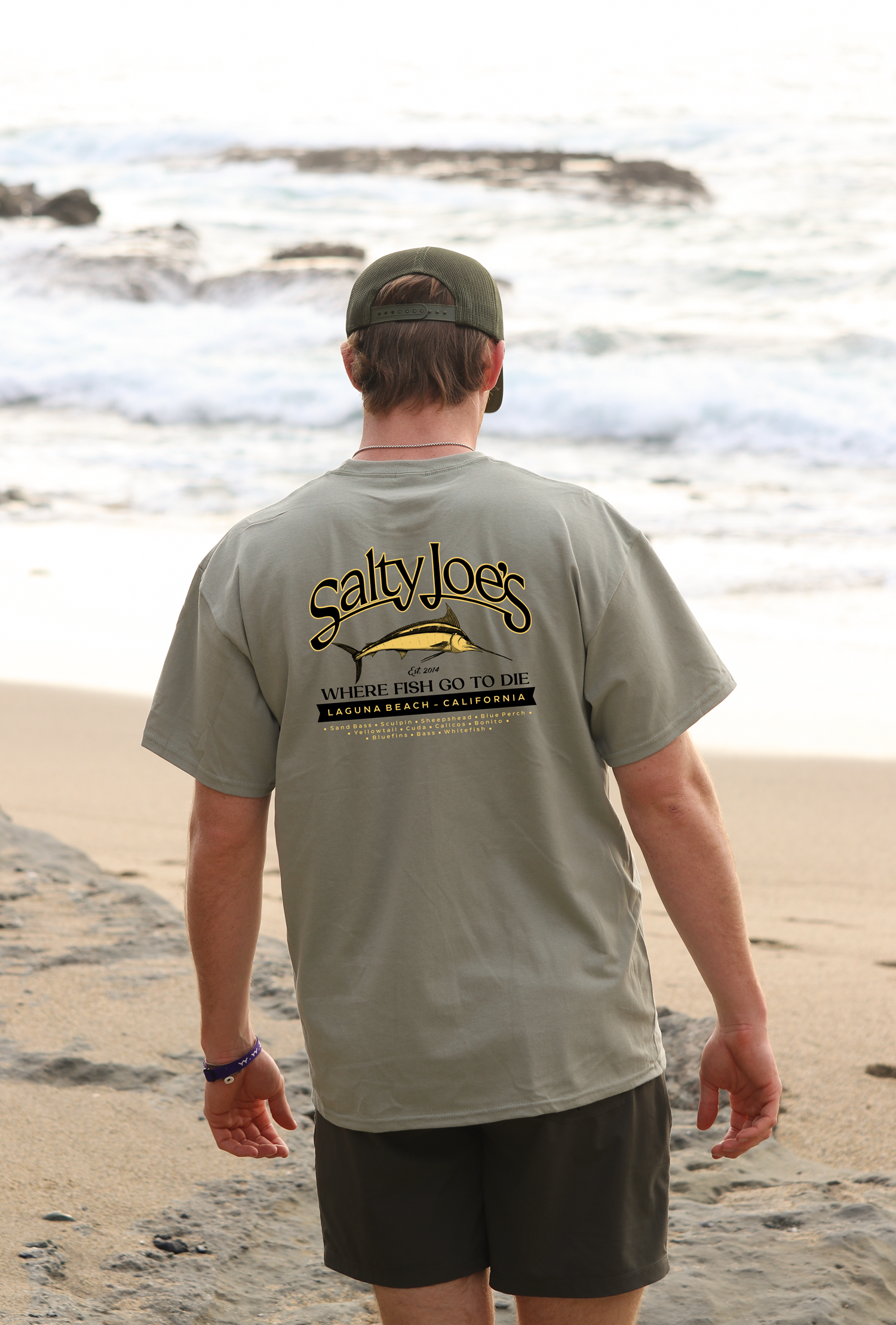 a man wearing his Salty Joe's fishing t shirt