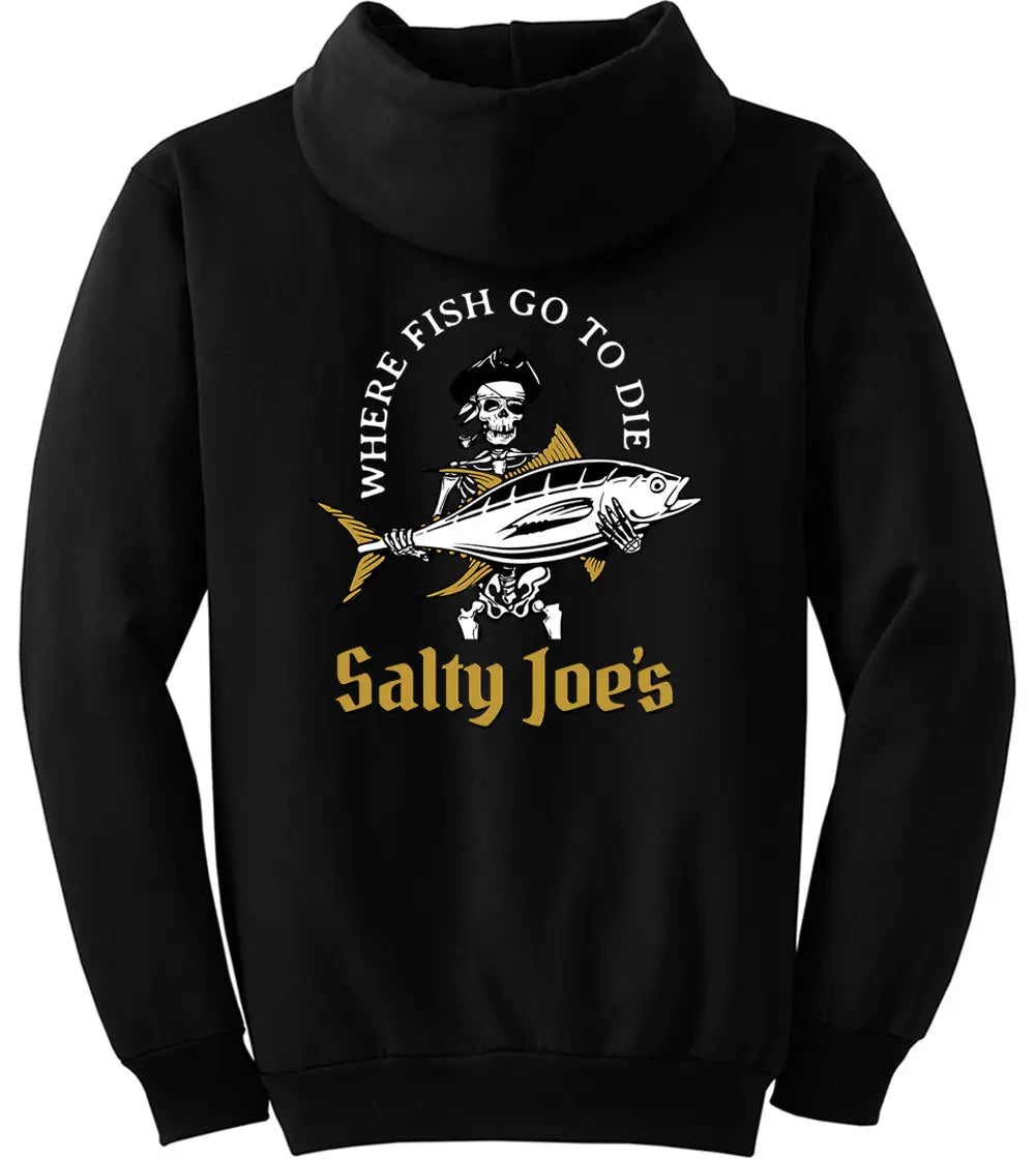 Fishing Hoodie | Salty Joe's Ol' Angler Fishing Sweatshirt 4X-Large Tall / Black