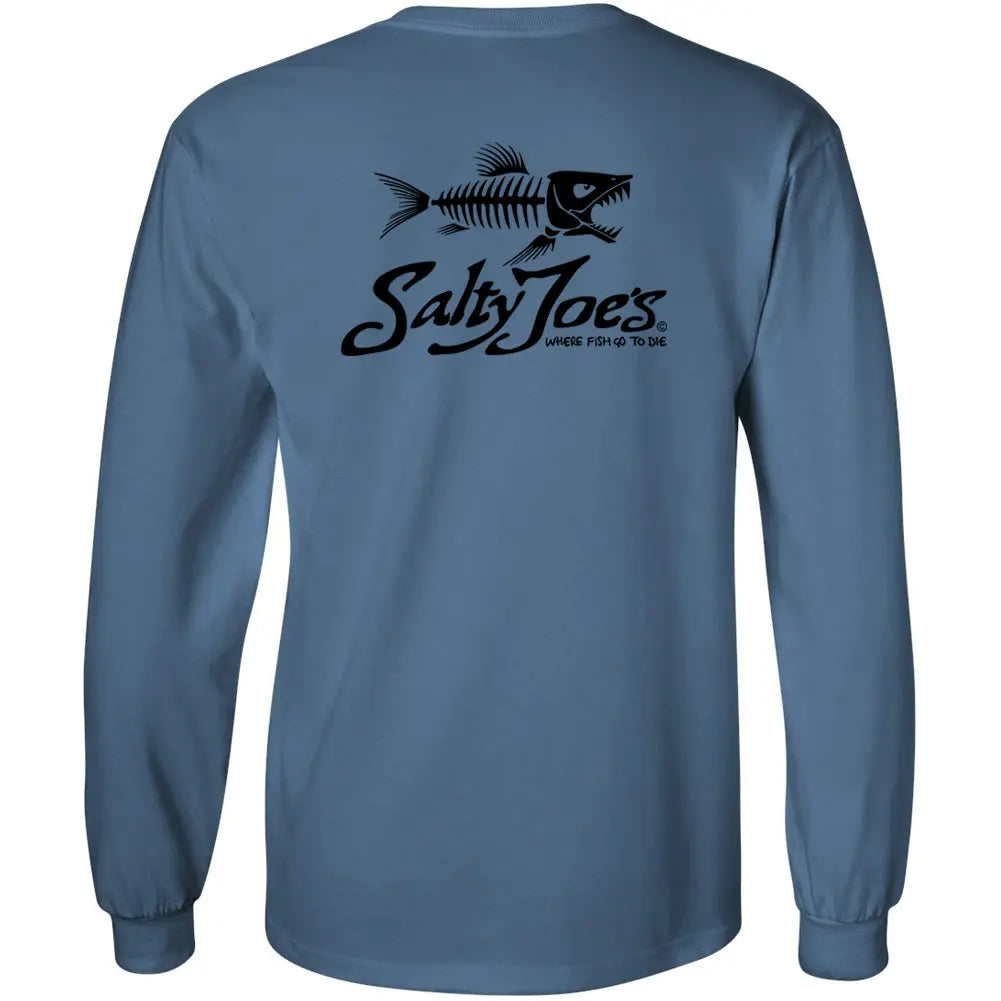 Salty Joe's Skeleton Fish Long Sleeve Tee - Salty Joe's 4X-Large / Steel Blue