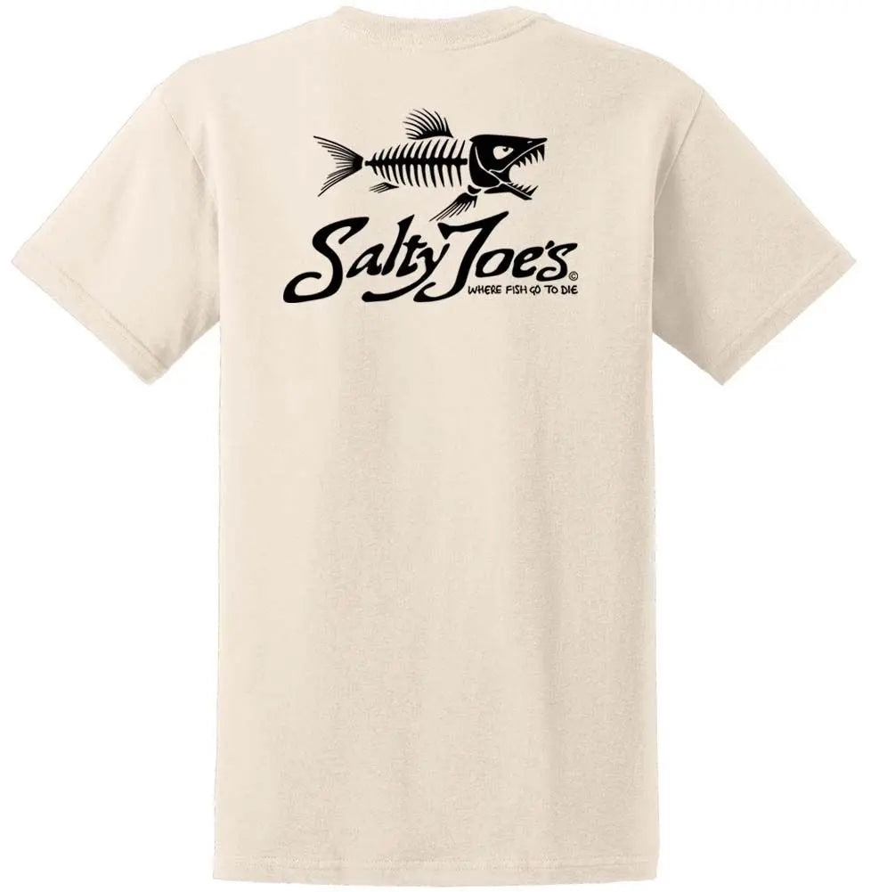 Salty Joe's Skeleton Fish T Shirt | Regular, Big & Tall Sizing Small / Natural
