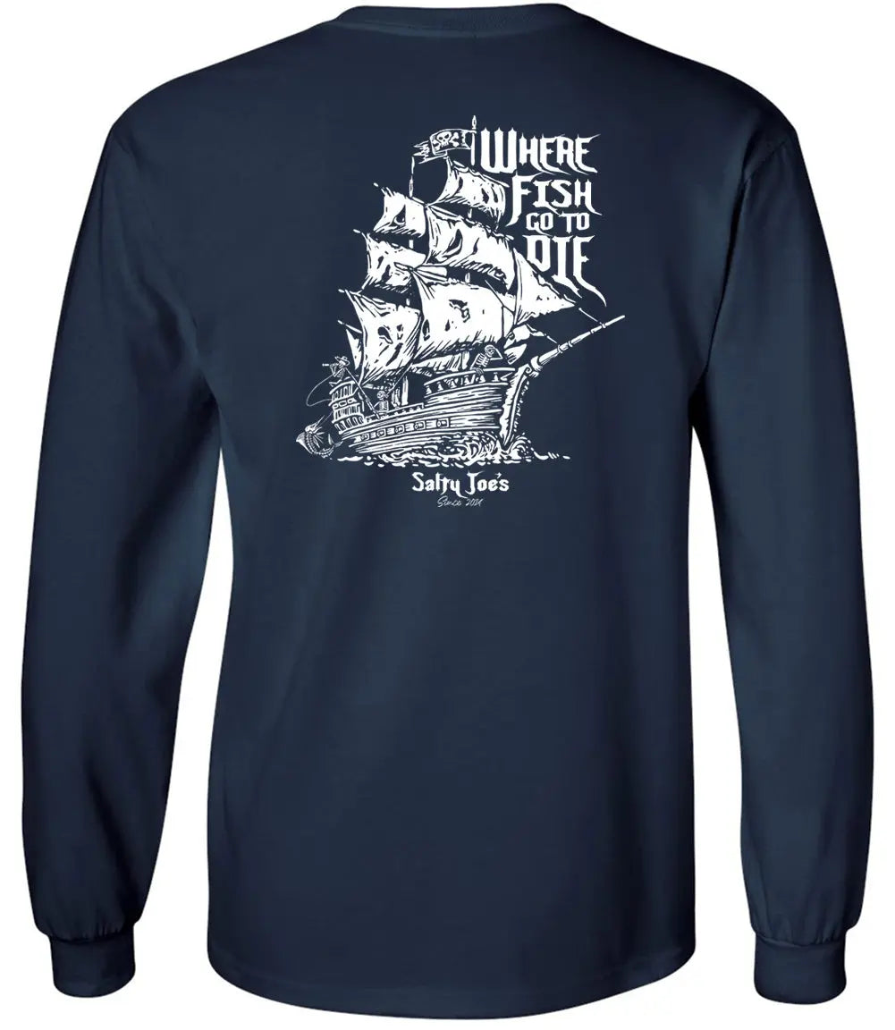 Salty Joe's Skeleton Ship Long Sleeve Tee