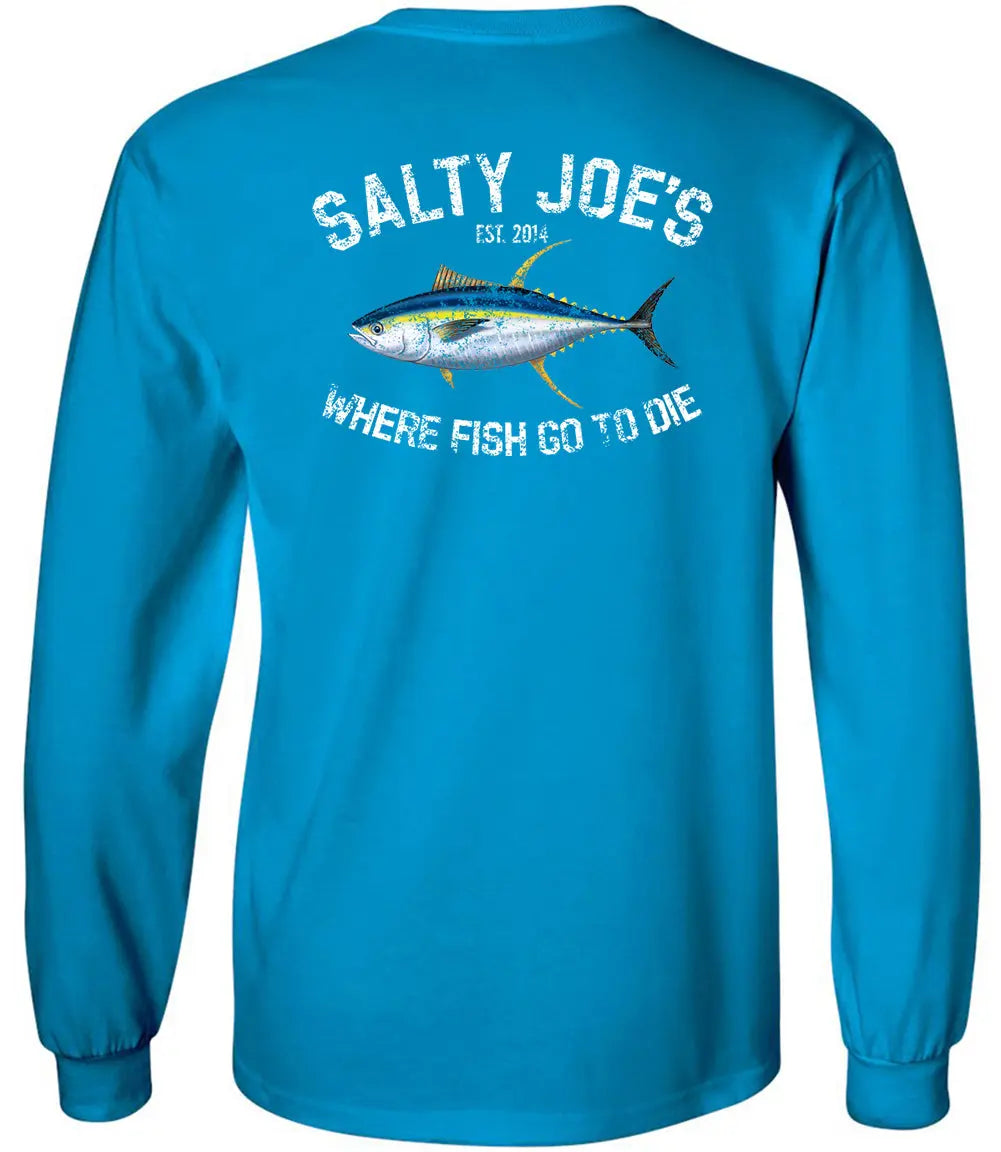 Salty Joe's Tuna Long Sleeve Fishing T Shirt - Salty Joe's 2X-Large / Aqua